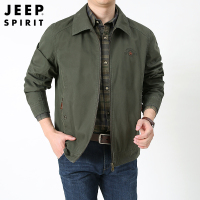 JEEP SPIRIT吉普外套男2021秋季新款翻领纯棉青年男士外套休闲百搭夹克衫