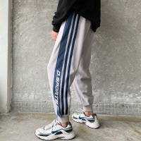 JEEP SPIRIT吉普休闲裤2021新款ins高腰裤子束脚裤灰色宽松垂感运动休闲裤