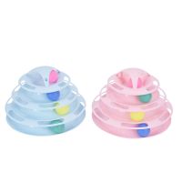 猫玩具四层轨道球猫咪游乐盘疯狂猫转盘逗猫玩具自嗨互动游戏套装 蓝色 无其他