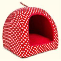 狗窝蒙古包两用宠物窝泰迪比熊贵宾猫窝房子可拆洗垫子四季通用 玫红波点 S-长25*宽25*高30cm