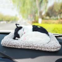 竹炭仿真大号小猫咪可爱毛绒玩具布偶玩偶公仔猫猫会叫趴趴小花猫 大号仿真竹炭黑块猫WY610