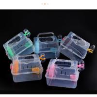 金丝熊仓鼠透明外带笼子刺猬出门便携包小型手提笼松鼠透明外出笼 颜色随机 笼子