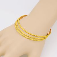 越南沙金手镯三生三世简约不掉色女闺蜜光面手环饰品【金店同款】 水波纹手镯【三个一套】 58mm