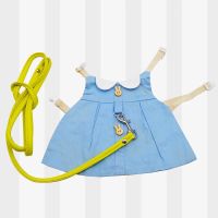 宠物兔子衣服荷兰猪溜兔绳牵带引绳裙子可调节侏儒兔用品 百搭氧气蓝不含饰品 小号(适合豚鼠\幼兔)