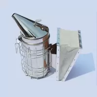 蜂具大号真皮不锈钢喷烟器养蜂熏烟器熏蜜蜂喷烟筒养蜂工具 手动真牛皮不锈钢喷烟器裸机一台