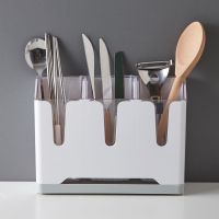 厨房家用筷子笼壁挂式免打孔筷子篓沥水筷筒筷子盒筷子勺子收纳架 台面款-白色