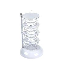 多功能立式调料盒子可旋转厨房用品大全调味料套装调料罐收纳盒瓶 4层白色[送勺子]