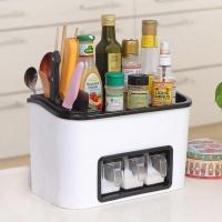 多功能调料盒厨房用品调味罐调料瓶简约收纳盐罐作料盒置物架套装 单层普通白色