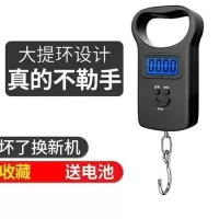 迷你称重器家用电子秤厨房便携式手提称小秤弹簧秤克称挂钩计量称 电池款大提环黑 收藏送电池