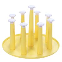 可拆沥水杯架家用创意水杯架杯架子倒挂玻璃杯置物架茶杯托盘收纳 圆形9杯款黄色