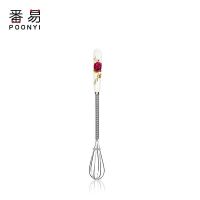 手持工具不锈钢迷你型打蛋器搅拌棒手动家用厨房烘焙陶瓷奶油打发 小号玫瑰白柄打蛋器 1个