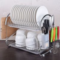 碗架沥水架厨房置物架碗柜碗碟架多功能晾放碗盘碗筷收纳盒餐具架 2白盘-两层砧板【送刀架挂钩】