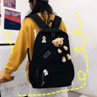 书包女韩版ins风大容量双肩包日系初中生高中生校园风背包电脑包 XYM0827黑色