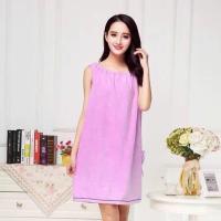 [浴裙干发帽]可穿浴巾女加大宽松舒适可穿套头超强吸水速干套装 套头款 [单群]浅紫色