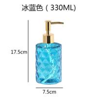 按压式玻璃空瓶洗手液分装瓶子洗发水沐浴露乳液瓶洗面奶330ml 冰蓝色 银色压头