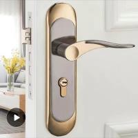 欧式门锁家用通用型卧室木门锁室内白色房门锁静音琥珀执手锁具 B款钛金螺丝距离145mm