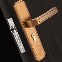 套装室内门锁卧室静音房间实钢木门锁复古新中式门锁家用通用型 不带合页门吸 黄古门锁[配小50锁体]整套