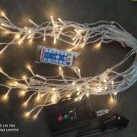 太阳能户外防水星星灯24v户外满天星装饰灯冰条灯窗帘灯 暖色 24v长4米下垂32公分