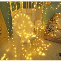 led星月窗帘灯卧室装饰灯少女心星星小彩灯闪灯串灯春节装饰用品 led1米10灯电池款星星灯串 暖色