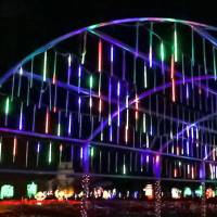 流星雨led流星灯树灯彩灯闪灯串灯户外防水七彩挂树上装饰灯 30CM彩色8支套装插电款