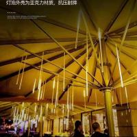 流星雨led灯流星灯亮化树灯装饰灯七彩户外防水景观庭院彩灯闪灯 30公分(一套8支装)暖白