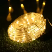 太阳能管子灯 led彩灯彩虹管户外防水阳台庭院装饰灯小彩灯铜线灯 暖色 10米100灯太阳能