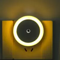 床头灯小夜灯儿童睡觉卧室灯感应灯夜光灯led灯节能灯泡超亮省电 圆形黄光【光控感应】 特惠发一个