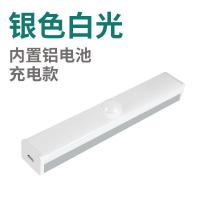 ‖人体感应橱柜灯走廊感应小夜灯 免布线充电衣柜灯 长条感应灯 银色款(白光) 10CM(感应+常亮