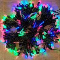 彩灯串灯闪灯春节婚庆圣诞节装饰灯带叶灯室内户外烧烤灯窗帘灯 6米24灯黑线彩色双闪款式随机发