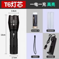 手电筒强光可充电小型便携式迷你野外超亮远射特种兵家用耐用电灯 金属材质+耐用防水+防爆【保30年】 1005-T6灯芯一