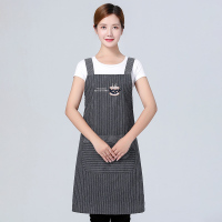 围裙女时尚家用厨房裙子肩带式夏季工作服男棉布长袖防水防油围腰 灰色
