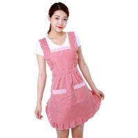 防水背带棉布围裙女防油韩版时尚餐厅家用厨房罩衣工作可爱日系女 玫红色
