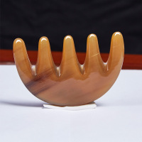 牦牛角梳子天然头部头疗按摩梳头皮防静电脱发大齿宽齿经络梳 单个牛角头部按摩梳 送角梳密封袋