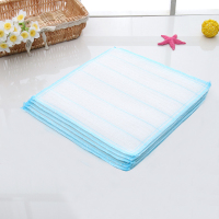 厨房毛巾抹布不易沾油棉纱洗碗布吸水家务清洁巾洗碗巾擦桌百洁布 八层棉纱 5条蓝色(30x30cm)