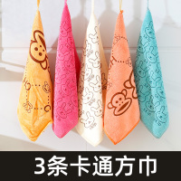 洗碗布抹布家用长方形百洁布家用厨房麻布擦桌子家务清洁擦手巾 3条卡通方巾