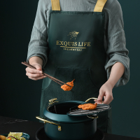 新款轻奢无袖背带式围裙家用厨房防水防油工作男士女时尚罩衣大人 墨绿无袖