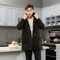 罩衣大人家用厨房防油男外穿薄款防水罩衣男围裙 男士防水工作服 黑色2XL