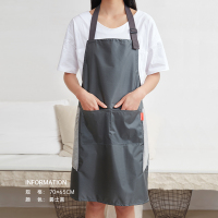 三利围裙家用厨房防水防油夏季2021新款日系男士工作服女围腰罩衣 爵士黑