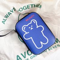 数据线AirPods耳机移动硬盘收纳包U盘收纳盒便携袋卡通可爱整理包 【长包】韩风蓝熊