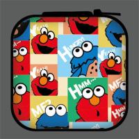 韩国创意耳机收纳包可爱卡通数据线充电器收纳盒迷你零钱包防摔女 小方包[7.5cm] 芝麻街