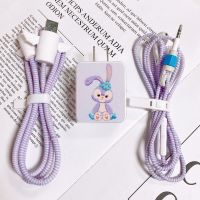 适用OPPO A9/R15X/A7X/A5/3/K1手机数据线保护套耳机充电器保护线 紫兔天使(闪充)