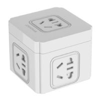 创意智能魔方插座插排转换器带3USB多功能一转三安全门线板带开关 魔方一转五无带USB(转换器) 白色