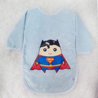 婴儿肚兜宝宝秋冬加厚保暖护肚围小孩防踢被睡觉护肚露背儿童睡袋 春秋款薄棉天空蓝小超人露背 S码(建议身高75-95cm)