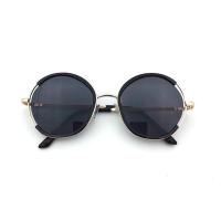 5-14岁墨镜时尚复古圆框儿童太阳镜防紫外线男女小学生眼镜中大童 [A黑色] +镜袋+布