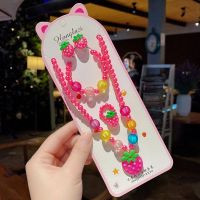 儿童项链套装冰雪奇缘艾莎苏菲亚首饰耳夹无洞耳环戒指宝宝饰品 24#红色草莓5件套(不发光)