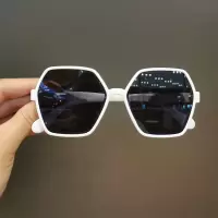 儿童眼镜复古太阳眼镜韩版男女童夏季防紫外线墨镜宝宝遮阳眼镜潮 白色