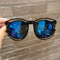 儿童眼镜男童女童个性墨镜男童防紫外线小孩公主太阳镜宝宝遮阳镜 蓝水银