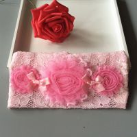 假发带头饰公主发箍宝宝婴儿童周岁拍照发饰3-15个月护脑帽空顶帽 粉红3朵花宽发带