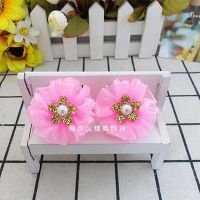 儿童发饰发卡花朵皮筋发夹小女孩头饰头花夹子公主宝宝扎头发头绳 2对颜色备注 五叶花朵5厘米皮筋