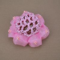 儿童发网罩演出发网套花苞丸子头盘发器工具职业盘发网兜女孩头花 粉色(1个)